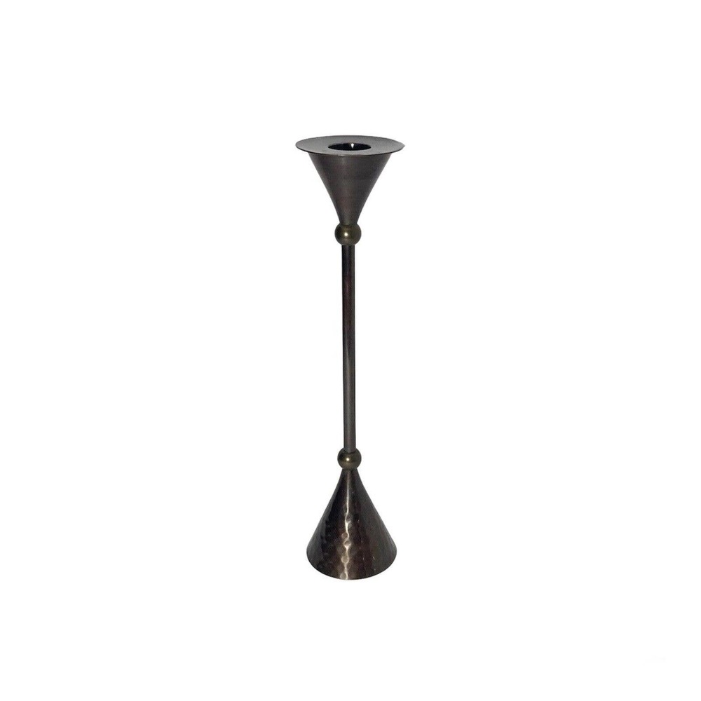 Rosenthal Netter Mid-century 60s Hammered Brass Single Taper Candle Holder 10.5”